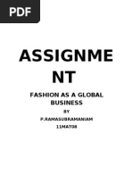 Assignme NT: Fashion As A Global Business