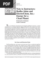 Note To Instructors: Radha Jalan and Electrochem, Inc.: Energy For A Clean Planet