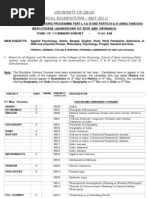 Exam Datesheet 2011