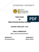 Term Paper OF (Object Oriented Analysis & Design) : TOPIC: - Software Productivity Measures