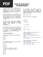 Exercícios - Potenciação! 9º Ano