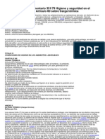 Decreto Reg Lament A Rio 351 79 Higiene y Seguridad en El Trabajo Articulo 60 Sobre Carga Termica