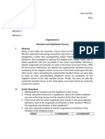 PHYS 201 Resultant and Equilibrant Forces Formal Report