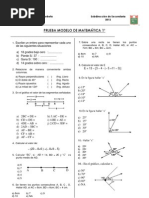 Prueba Modelo de Matemática de 1°