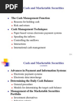 Cash and Marketable Securities: The Cash Management Function