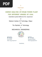 Project (Exergy Analysis of Steam Power Plant)