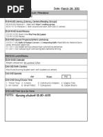 Weekly Schedule For March 26-30: Wednesday