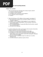 Chapter 10 Meiosis and Sexual Reproduction: Multiple Choice Questions