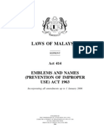 Act 414, Emblems and Names (Prevention of Improper Use) Act 1963 (Revised 1989)