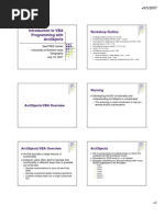 Introduction To Vba Programming With Arcobjects: Workshop Outline