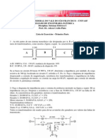 Lista de Exercicios de Sistemas Eletricos I - Primeira Parte