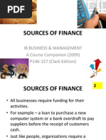 Sources of Finance: Ib Business & Management A Course Companion (2009) P146-157 (Clark Edition)