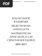 Enunciados Examenes Selectividad Matematicas Aplicadas Ciencias Sociales II Andalucia 2001-2013