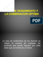 Tasa de Rendimiento y La Combinacion Optima