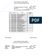 S.No Reg - No Name Total Marks (100) : Anna University: Chennai-600 025 B.E Practical Examinations-May 2012