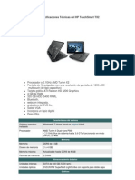 Especificaciones Técnicas Del HP TouchSmart TX2