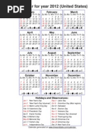 Year 2012 Calendar - United States