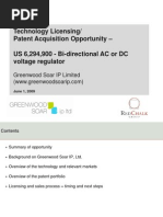 Technology Licensing/ Patent Acquisition Opportunity - US 6,294,900 - Bi-Directional AC or DC Voltage Regulator