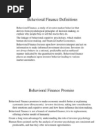 Behavioral Finance Definitions