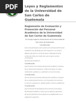 Reglamento de Evaluación y Promoción Del Personal Académico de La Universidad de San Carlos de Guatemala