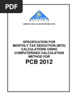 Specification For Monthly Tax Deduction (MTD) Calculations Using Computerised Calculation Method For