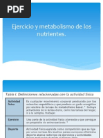 Ejercicio y Metabolismo de Los Nutrientes