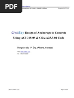 Design of Anchorage To Concrete Using ACI 318 08 & CSA A23.3 04 Code