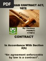 The Indian Contract Act, 1872: By: Vandana PGDM (T) 11TM13