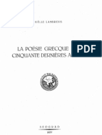 Lambridis Héllé - La Poésie Grecque Des Cinquante Dernières Années - 1937