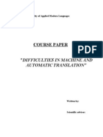 Course Paper On Machine Translation