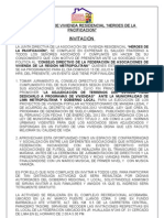 Invitacion A Los Asociados de La Asociacion de Vivienda Heroes de La Pacificacion