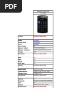 Blackberry Storm 9530: Brand Model Name Price Form Factor Memory Inbuilt Memory Extended Weight