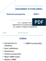 Unit 1: Database Management System (DBMS) Historical Perspective