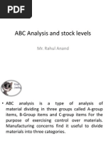 ABC Analysis and Stock Levels: Mr. Rahul Anand