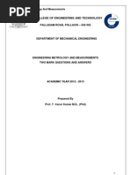 Engineering Metrology and Measurement - 2 Marks - All 5 Units