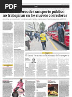 Los Cobradores de Transporte Público No Trabajarán en Los Nuevos Corredores