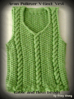 Aran Pullover V-Neck Vest Moss and Cable Design