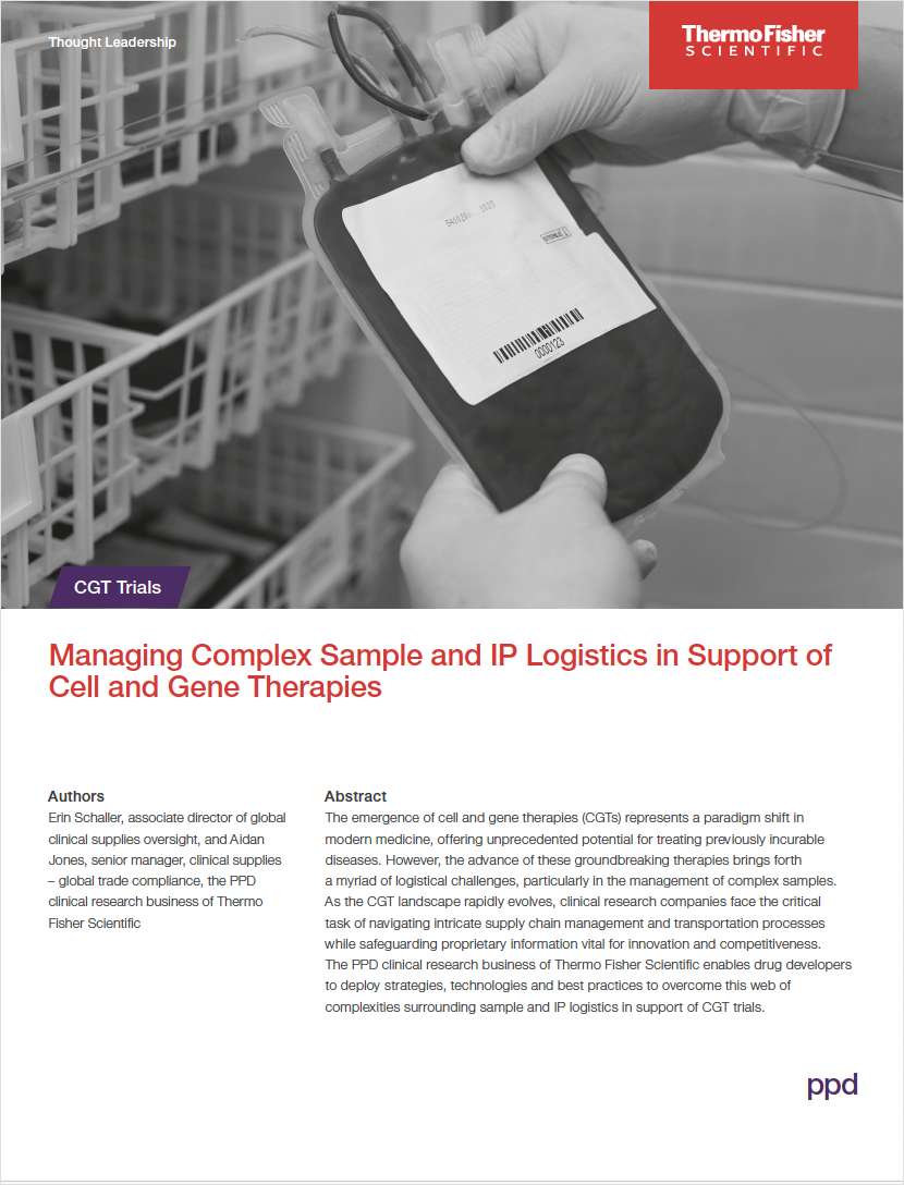 Managing Complex Sample and IP Logistics in Support of Cell and Gene Therapies