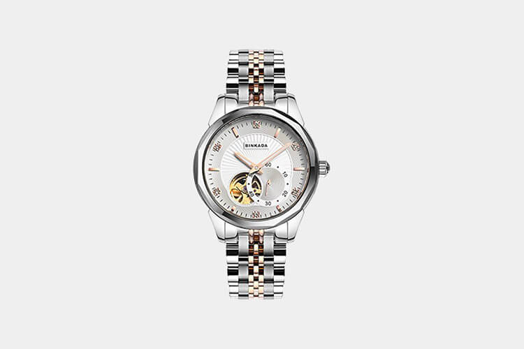 BINKADA #808901-3 Mechanical White Dial Men’s Watch