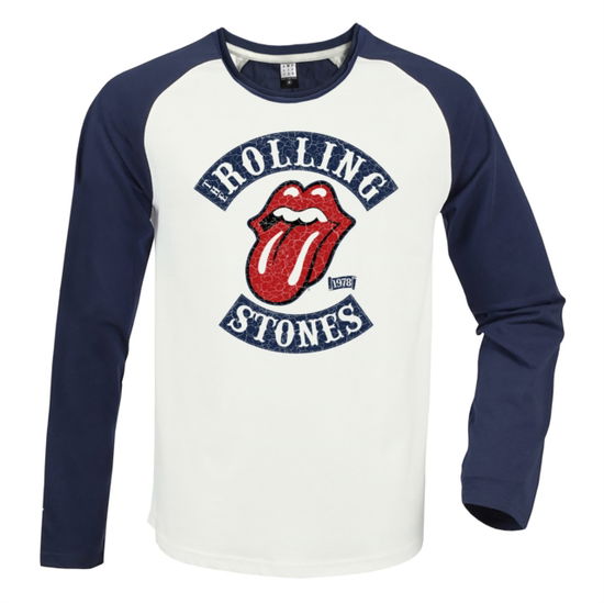 Cover for The Rolling Stones · Rolling Stones 1978 Tour Vintage White / Navy Large Baseball Jersey (T-shirt) (2024)