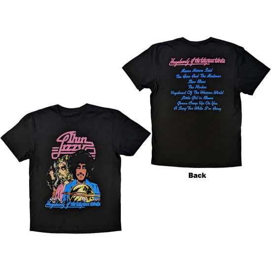 Cover for Thin Lizzy · Thin Lizzy Unisex T-Shirt: Vagabonds of the Western World Tracklist (Back Print) (T-shirt) [size S] (2023)