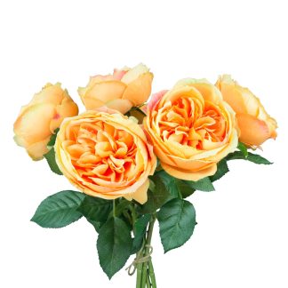 10cm Artificial Austin Rose Bunch - Apricot