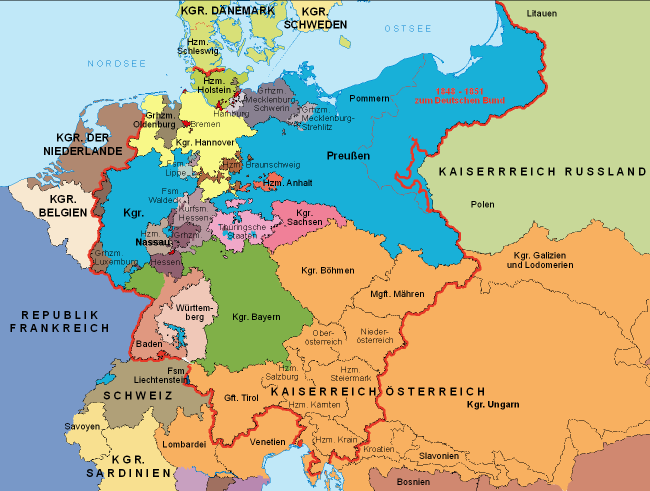 Границы германского союза образованного в 1815 карта - 93 фото