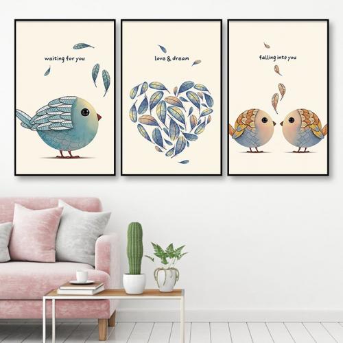 Bộ 3 tranh love bird dễ thương Mẫu 2