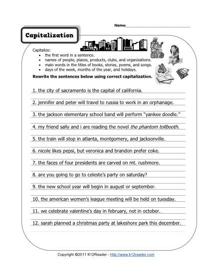 capitalization and punctuation worksheets pdf