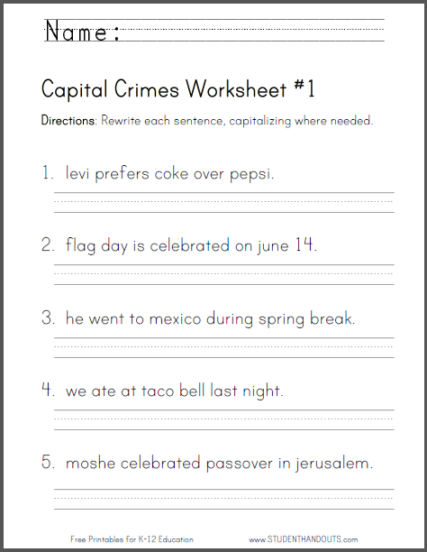 capitalization and punctuation worksheets pdf