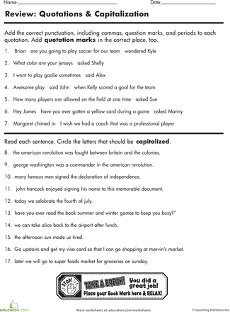 capitalization and punctuation worksheets pdf