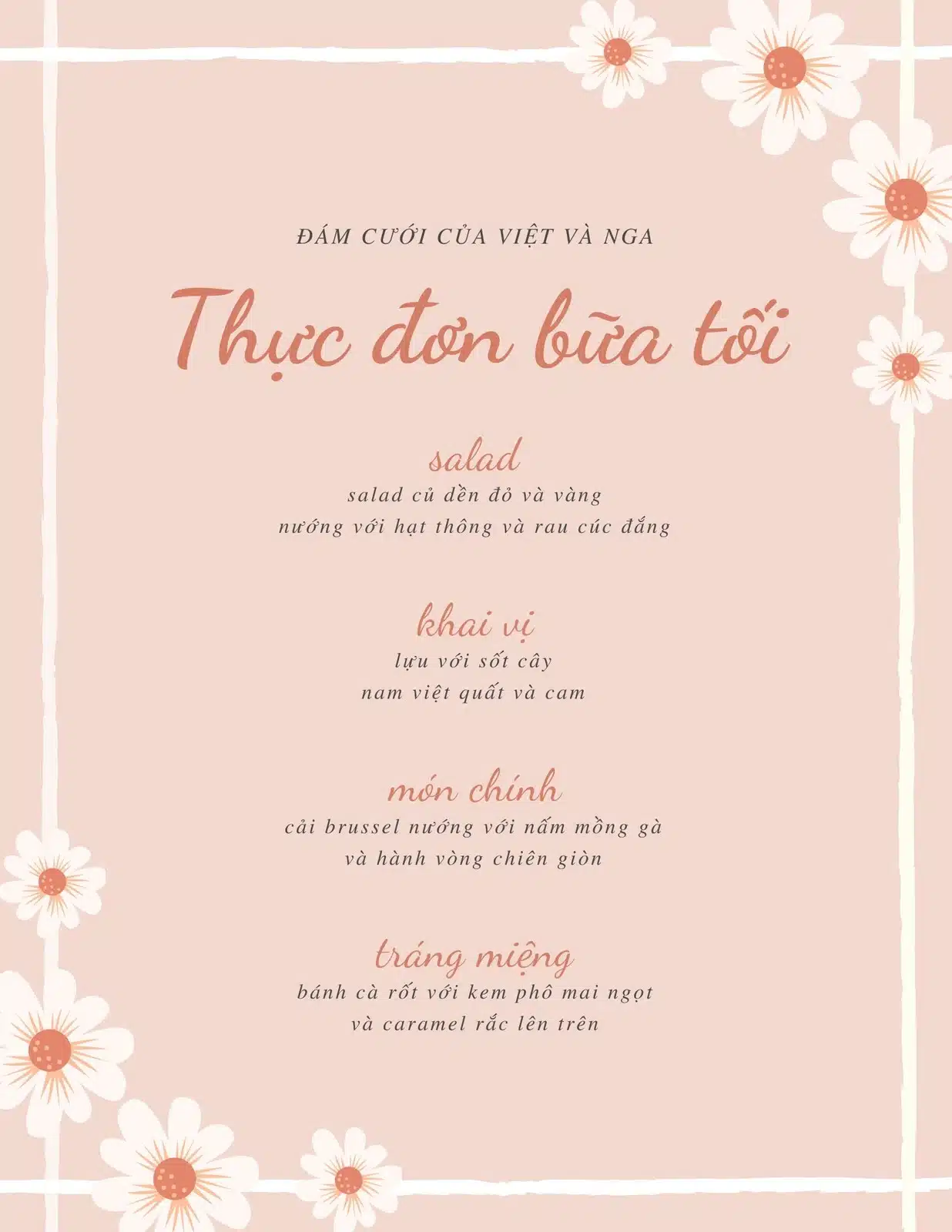 Mẫu menu thiệp cưới đẹp - 10