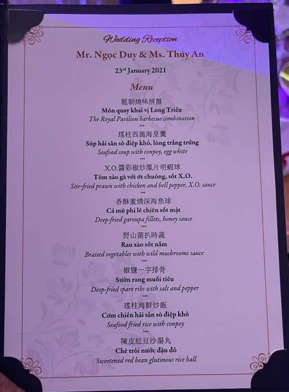 Mẫu menu thiệp cưới đẹp - 4