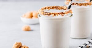 Glasses of Vanilla Protein Milkshake with Cookies